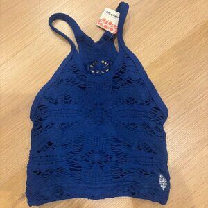 FP Movement Happiness Runs Floral Lace Crop Tank Women’s Size M/L Activewear Top